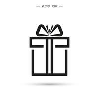 Gift box with ribbon line icon. Linear style pictogram. Vector illustration isolated on white background