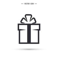 Gift box with ribbon line icon. Linear style pictogram. Vector illustration isolated on white background