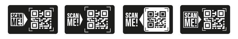 Qr code for payment. QR code for smartphone. Isolated vector illustration. Inscription scan me with smartphone icon