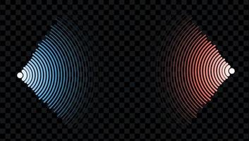 onda roja y azul en estilo abstracto. ondulación del agua efecto de luz azul de sonido abstracto. onda de sonido de sonar. ilustración vectorial aislada vector