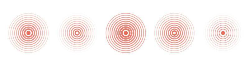 Abstract icon with red pain on white background for decoration design.Radial stomach pain. Vector illustrations Pattern elements isolated
