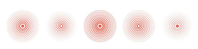 Abstract icon with red pain on white background for decoration design.Radial stomach pain. Vector illustrations Pattern elements isolated