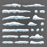 Snow Caps Vector. Snowball And Snowdrift Winter Decoration. Frozen Effect Isolated Illustration vector