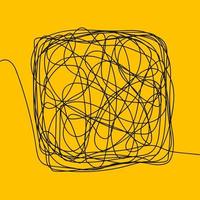 Tangle Scrawl Sketch Vector. Drawing Square. Thread Clew Knot. Chaos, Intellect. Illustration vector