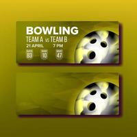 Yellow Coupon On Bowling Game Template Vector