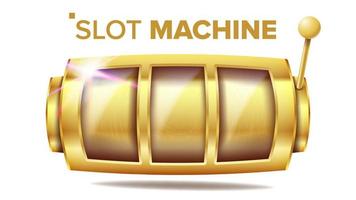 Slot Machine Vector. Golden Lucky Empty Slot. Gambling Poster. Spin Object. Fortune Jackpot Casino Illustration vector