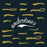 Underline. Set Lettering Underlines. Vintage Handmade Elements For Housewarming Posters, Greeting Cards, Home Decorations. Vector Illustration Handwritten Marker.