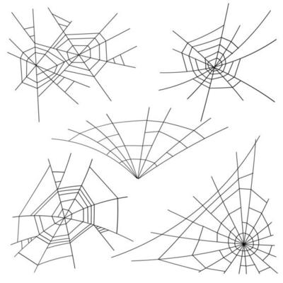 Halloween Spider Web Set Vector. Black Spider Web Isolated On White. For Halloween Design