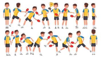 Table Tennis Man Player Male Vector. Receives The Ball. Stylized Player. Cartoon Athlete Character Illustration