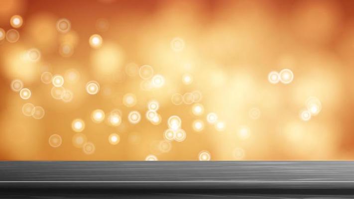Wood Table Top Vector. Abstract Morning Sunlight. Abstract Warm Blur And Bokeh Background. Decoration Of Desk And Gold Space.