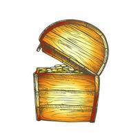 Treasure Chest With Coins Side View Color Vector