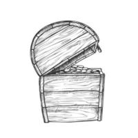 Treasure Chest With Coins Side View Vintage Vector