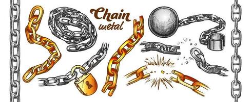 Iron Chain Collection Color Set Vector