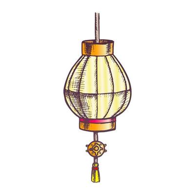 Japanese Lantern Festive Ornament Color Retro Vector