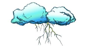 Storm Cloud With Flash Lightning Color Vector