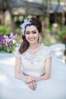 pretty girl in wedding dress photo