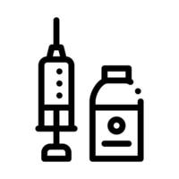 Syringe and Medicine Beaker Icon Vector Outline Illustration