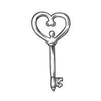 Key In Heart Form Safety Element Retro Vector