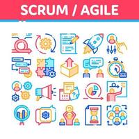 conjunto de iconos de vector de elementos de colección ágil de scrum