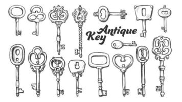 Key In Different Form And Material Ink Set Vector