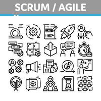 conjunto de iconos de vector de elementos de colección ágil de scrum