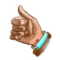 Color Male Hand Make Gesture Thumb Finger Up Vector