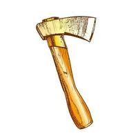 Color Wooden Cutting lumberjack Instrument Ax Vector