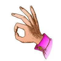 Color Female Hand Gesture Ok Agree Approval Sign Vector