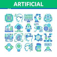 conjunto de iconos delgados de vector de inteligencia artificial