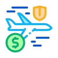 ilustración de contorno de vector de icono de seguro de viaje de avión