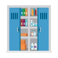 locker with productos cleaning and objects vector