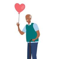 avatar de abuelo con diseño de vector de globo de corazón