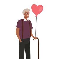 avatar de abuelo con diseño de vector de globo de corazón