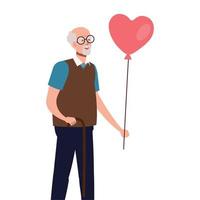 avatar de abuelo con diseño de vector de globo de corazón