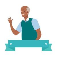 Grandfather avatar with ribbon vector design