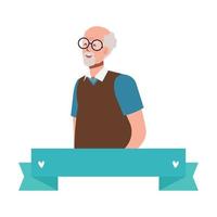 Grandfather avatar with ribbon vector design