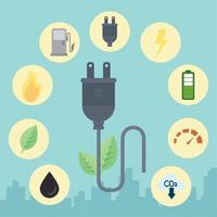 eco plug wth icon set vector design