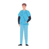 professional doctor with stethoscope and uniform on white background vector