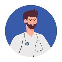 professional doctor with stethoscope in frame circular vector