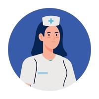 nurse with uniform, female nurse in frame circular vector