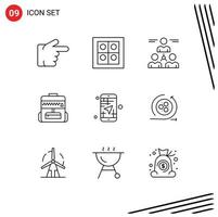 9 Outline concept for Websites Mobile and Apps direction app group mobile education Editable Vector Design Elements