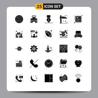 Pack of 25 Modern Solid Glyphs Signs and Symbols for Web Print Media such as love heart achievement scythe halloween Editable Vector Design Elements