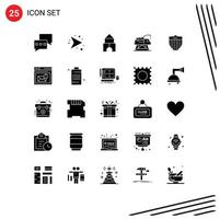 Pack of 25 creative Solid Glyphs of usa shield constructor american laboratory Editable Vector Design Elements