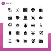 Modern Set of 25 Solid Glyphs Pictograph of food ab graduation knowledge graph Editable Vector Design Elements