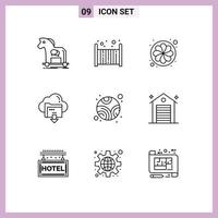 Stock Vector Icon Pack of 9 Line Signs and Symbols for computing down sleep arrow sunflower Editable Vector Design Elements