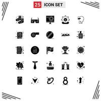 Universal Icon Symbols Group of 25 Modern Solid Glyphs of process help coding contact programming Editable Vector Design Elements