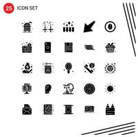 Modern Set of 25 Solid Glyphs Pictograph of food cooking experiment coffee down Editable Vector Design Elements