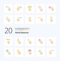 20 Hand Gestures Flat Color icon Pack like refresh finger up hand gesture vector