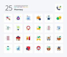 paquete de iconos de color plano de farmacia 25 que incluye médico. antídoto. cuidado de la salud. hierba. médico vector