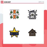 Set of 4 Modern UI Icons Symbols Signs for festival insignia card xmas home Editable Vector Design Elements